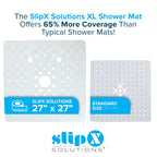 SlipX Solutions Case Pack - Square Shower Mat, Extra Large 27"x27", Non-Slip Stall Mat for Elderly & Kids Standing Bath Tub Mat, Machine Washable, Suction Cups, Clear, Case of 4
