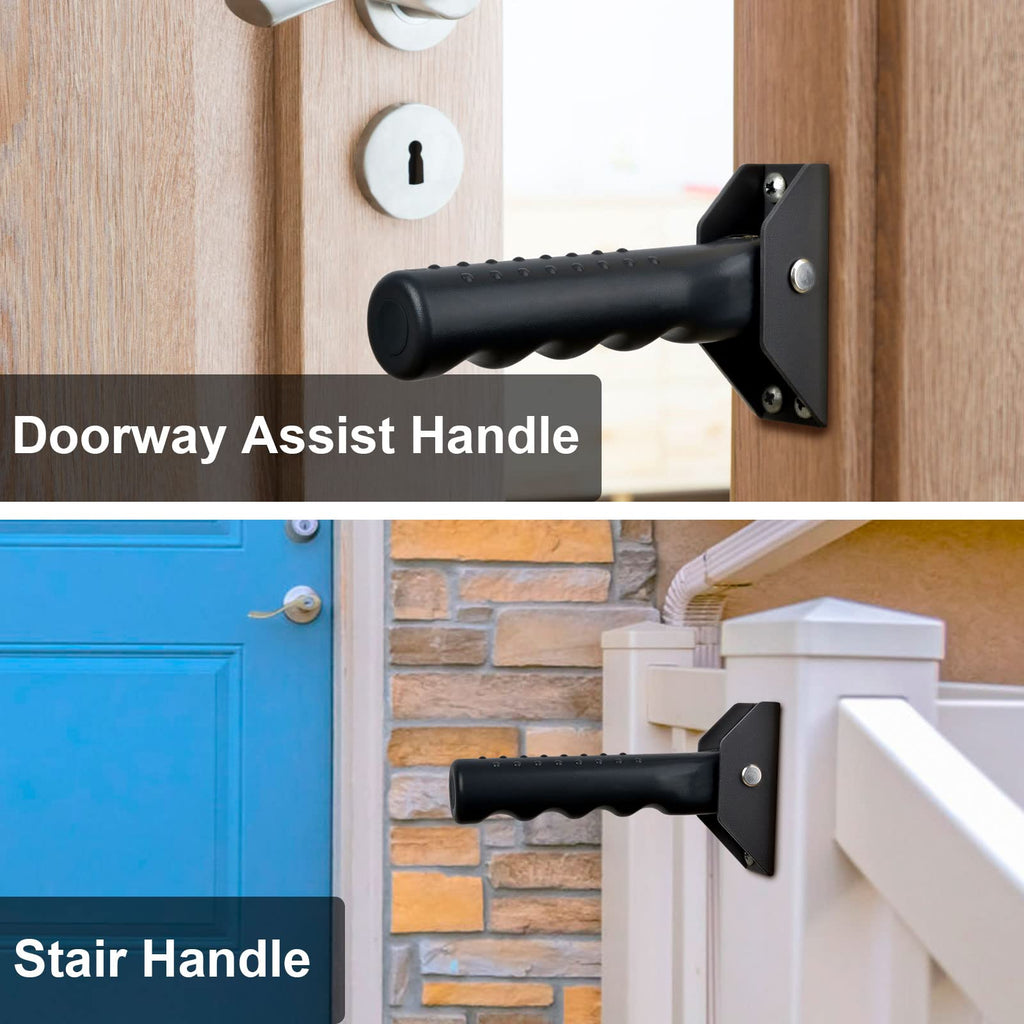 APDTEK Grab Bar for Doorway/Stairs Safety Assist Handles for Elderly Non-Slip Grip Bar Great for Seniors, Elderly, Disabled, Handicap and Injured People, Black