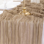 MLMW Fall Thanksgiving Table Runner Tan Cheesecloth Table Runner 13.3ft 6 Pack Nude Cheese Cloth Table Runner 160 inch Boho Rustic Gauze Table Runner for Wedding Party Fall Decor