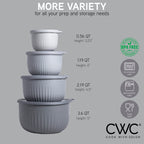 COOK WITH COLOR Prep Bowls with Lids- Wide and Deep Nesting Plastic Small Mixing Bowl Set with Lids, 8 Piece Set - Deep Bowls, Gray