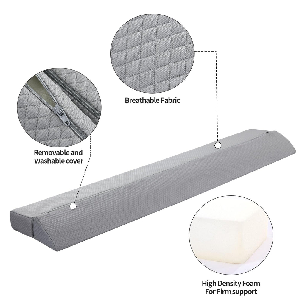 MABOZOO Pillow Wedge for Headboard Gap,Light Grey Bed Wedge Gap Filler King Size,Foldable Bed Wedge Pillow for Headboard, Foam Mattress Gap Filler,76"x6"x6"