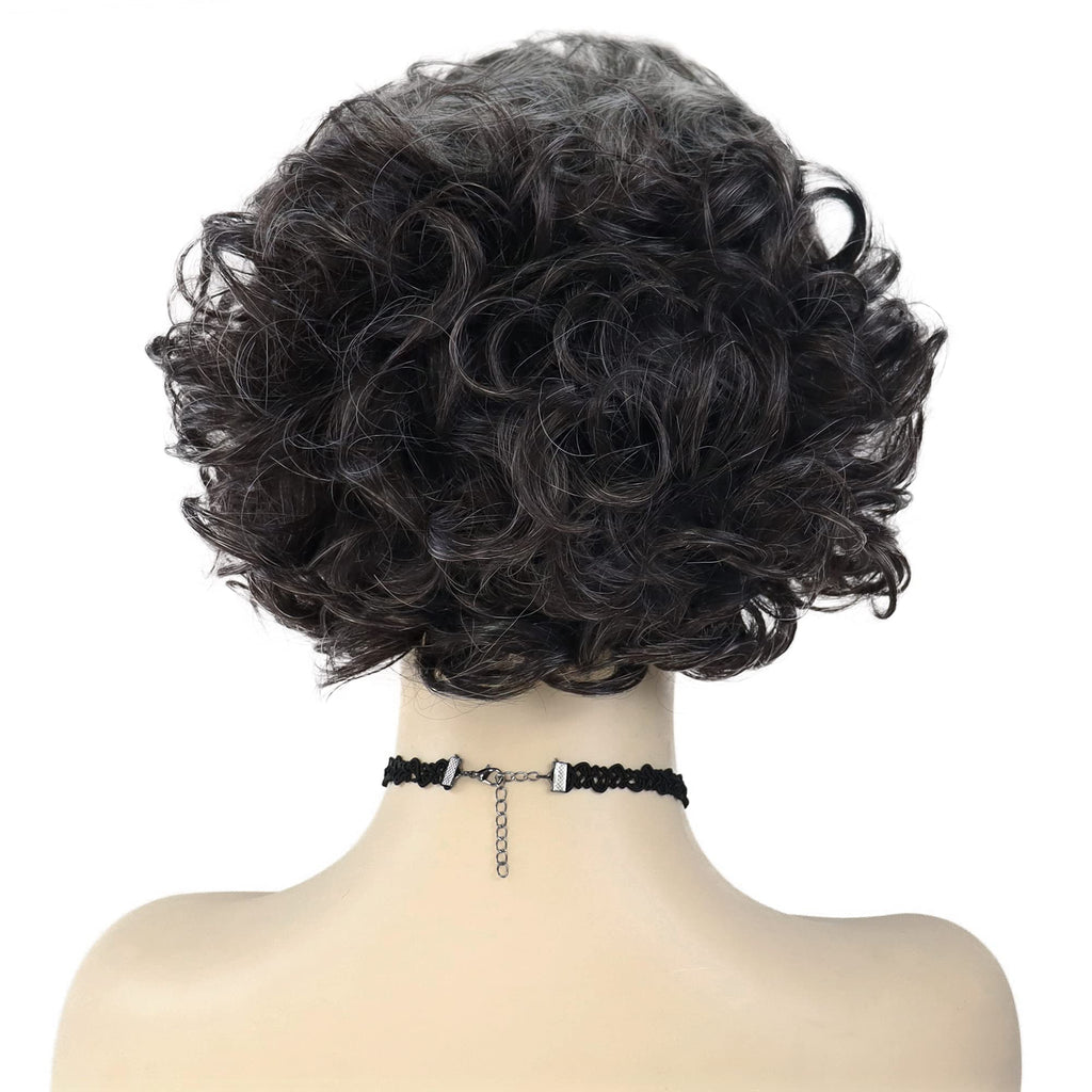 GNIMEGIL Grey Short Curly Wigs for Black Women Soft Synthetic Granny Hair Replacement Full Wigs for Daily Party Use Mommy Old Lady Wig Elderly Realistic