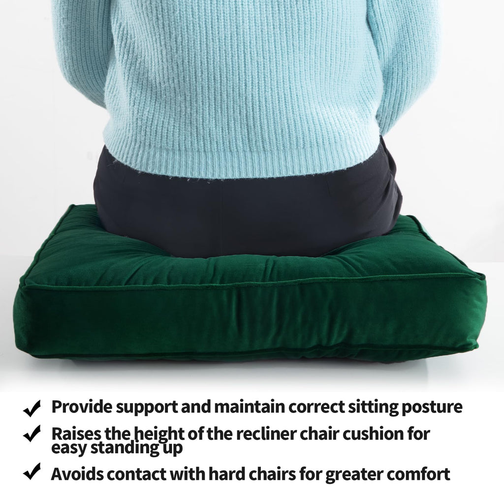 HOMBYS Square Recliner Cushion for Elderly 20x20x5 Extra Large Seat Cushion for Chair Non-slip, Thick & Supportive Chair Pad for Armchairs Recliner Couches, Shredded Sponge & Microfiber Filling