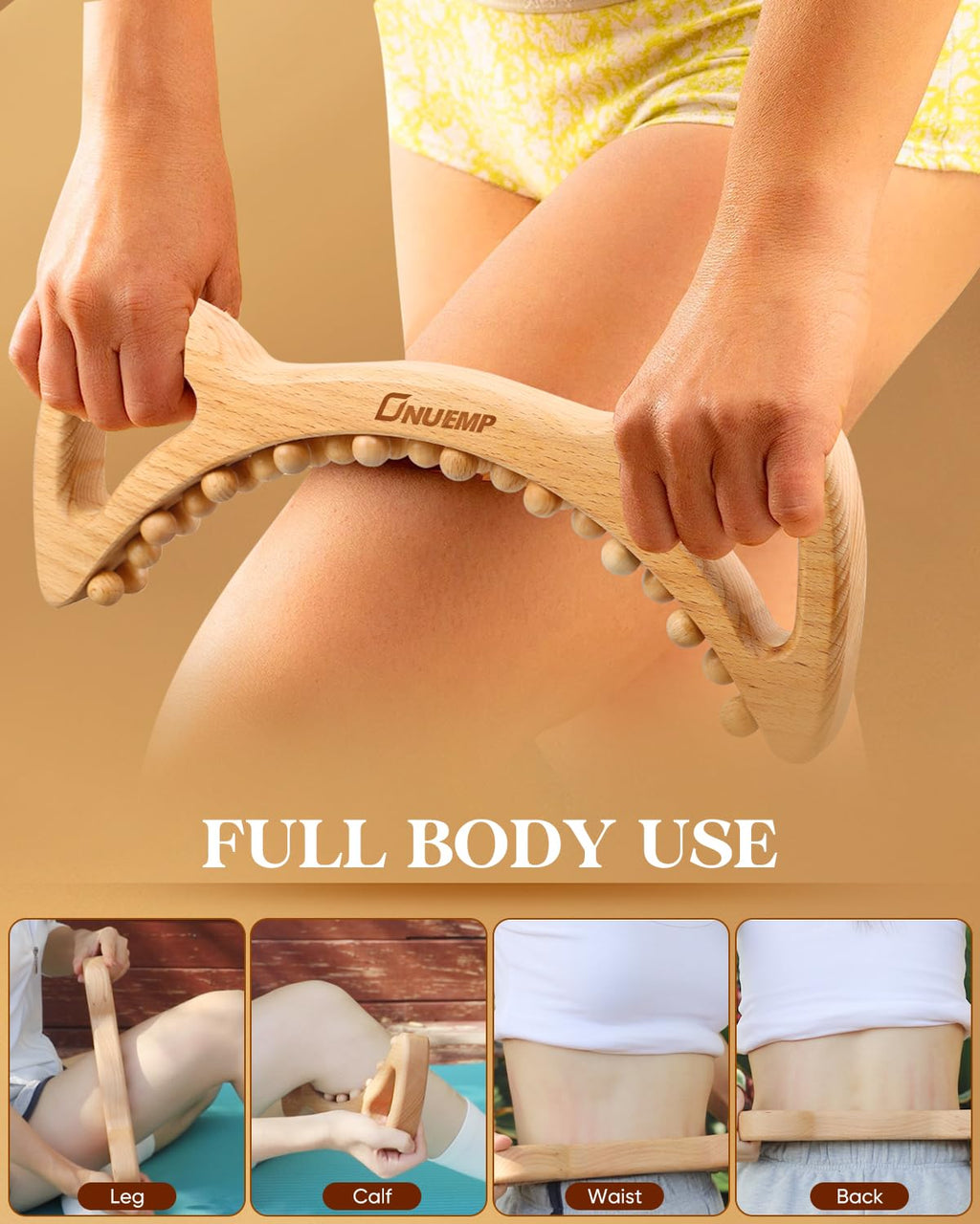 ONUEMP Wood Therapy Massage Tools, Cellulite Massager Body Slim Brush, Maderoterapia Kit Colombiana for Lymphatic Drainage, Anti Cellulite, Body Sculpting, Myofascial Release, Deep Tissue