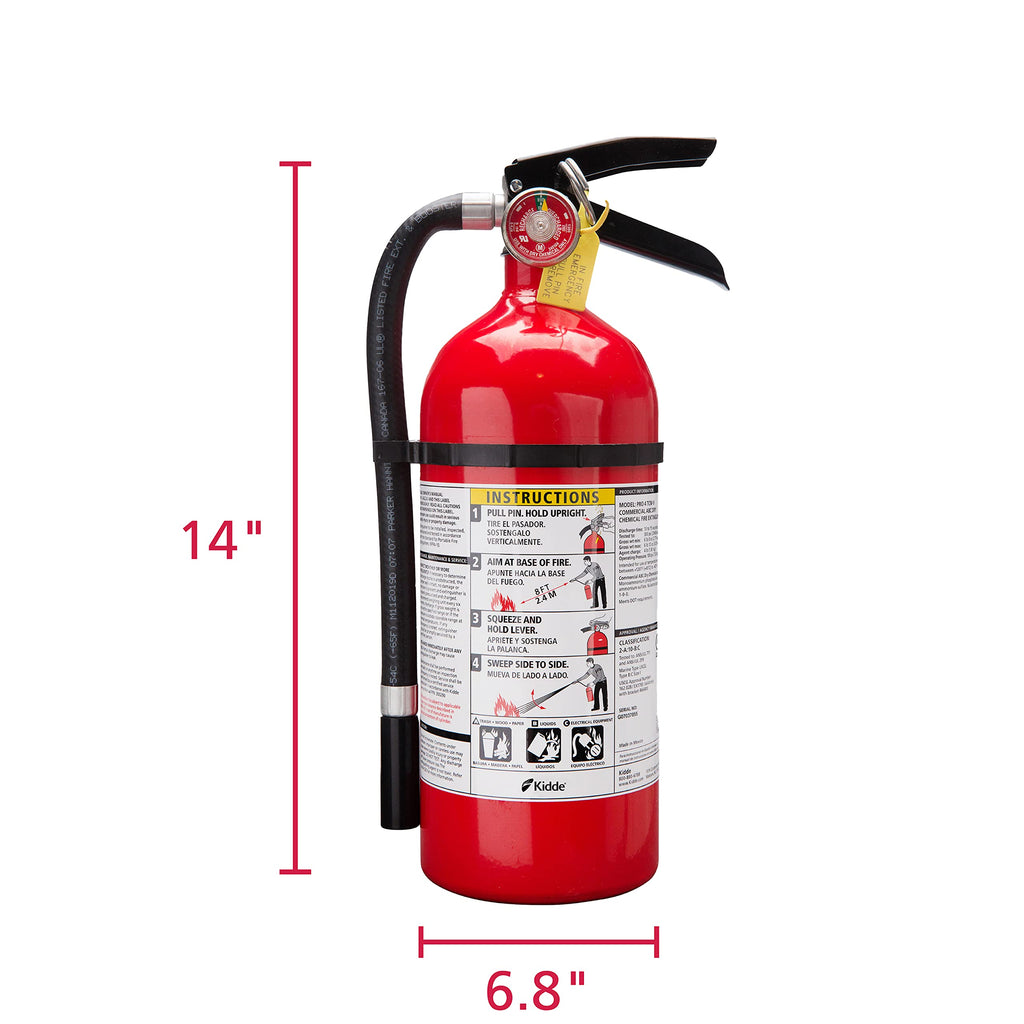 Kidde Pro 210 2A:10-B:C Fire Extinguisher, Rechargeable, Multi-Purpose for Home & Office, 4 lbs., Mounting Bracket Included , Red, 2 Pack