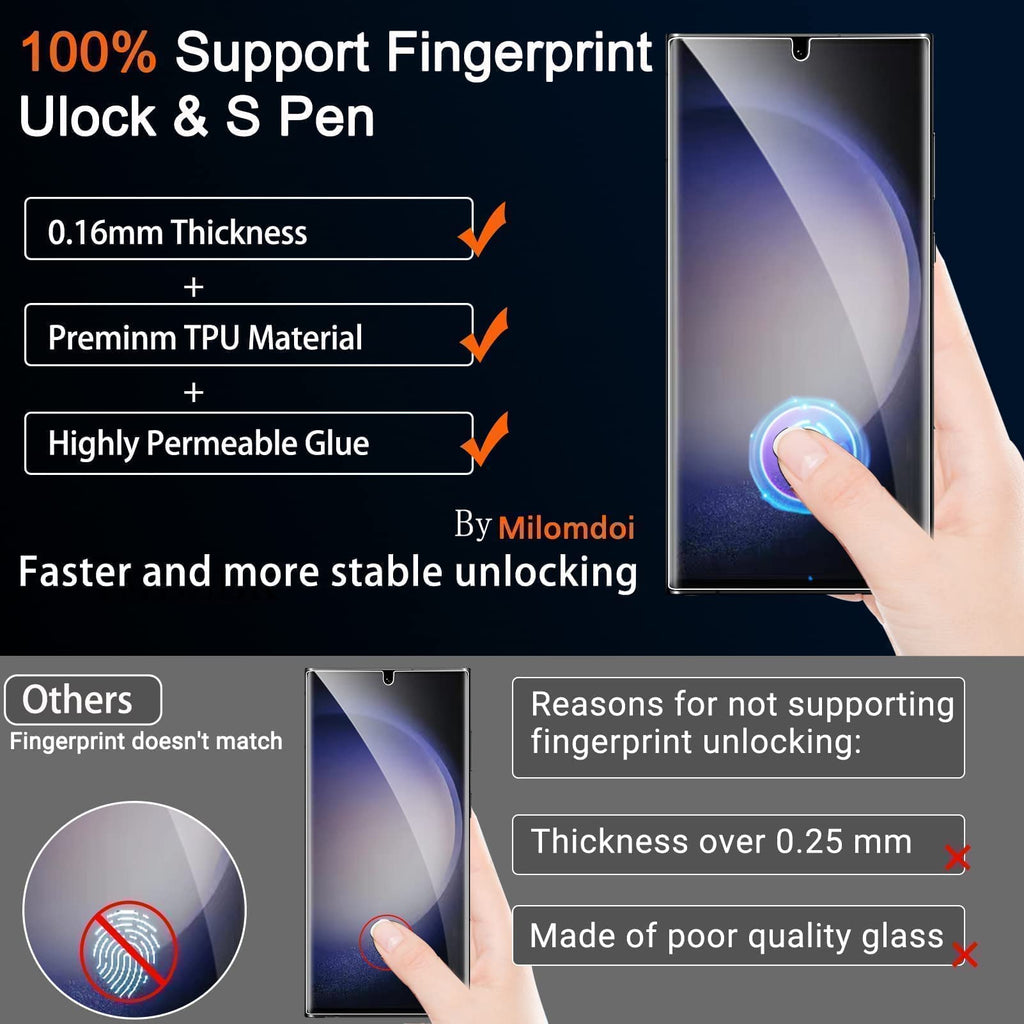 Milomdoi [3+3 Pack] for Samsung Galaxy S23 Ultra Screen Protector [Not Glass] Accessories 3 Pack TPU Film with 3 Pack Tempered Glass Camera Lens Screen Protector For samsung S23 ultra Case Friendly