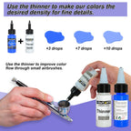 HOMY ARTY Airbrush Paint - 30 Colors with 3 Thinner, Ready to Spray Airbrush Paint Set, Water-Based Acrylic Air Brush Paints for Metal, Plastic Models, Canvas, Wood - 33 Bottles