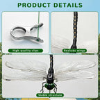 10 Pcs Dragon Fly Clips,Black Artificial Dragonfly Decor with Detachable PVC Wings, Nature-Inspired Outdoor Accessory for Hiking Hat, Camping, Patio, Yard