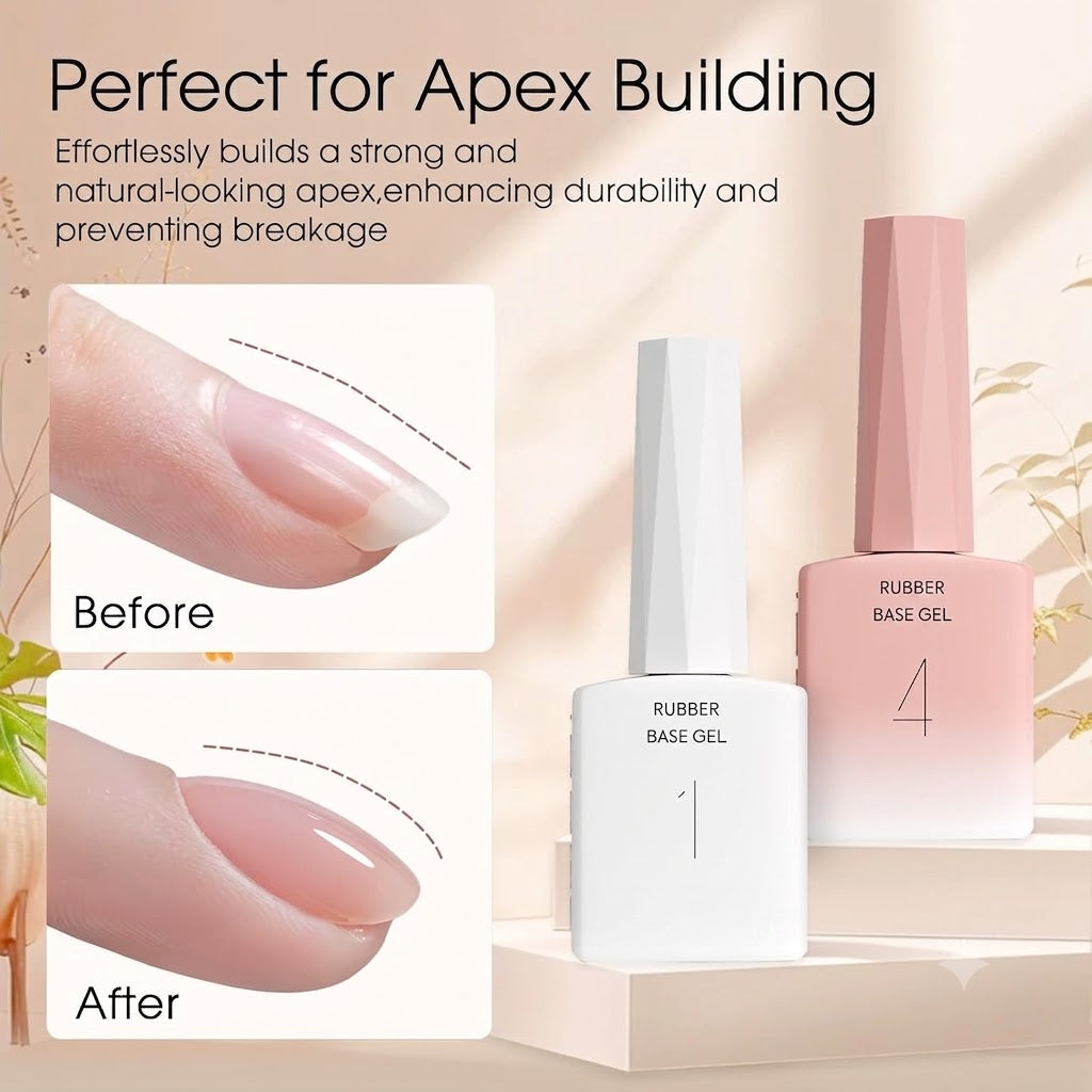 Rubber Base Gel Nail Polish Set- 6 Pcs 9 Ml Transparent Pink Rubber Base for Nails, Soak Off LED Nail Gel Manicure Kit DIY at Home Salon Gifts