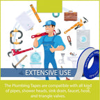 1, 4 or 5 Rolls 1/2 Inch(W) X 520 Inches(L) Teflon Plumbers Tape, Duct Sealant Tape for Shower Head, Plumbing Thread Tap, Water Pipe Sealing Plumbers PTFE Thread Seal (1 Pack)