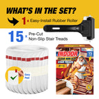 Clear Stair Treads Non-Slip 30"x6" - 15-Pack Indoor Stair Grips Non Slip for Wooden Steps - Anti Slip Adhesive Strips for Dogs & Elderly - Staircase Step Treads - Transparent Treads for Wood Stairs