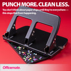 Officemate 3-Hole Punch, Medium Duty, 30-Sheet Capacity, Ergonomic Handles, Adjustable Paper Guide, Durable Metal Base, Black