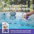 Bio Ouster Power Purge Hot Tub Jet Cleaner w/Towel - Hot Tub Cleaner for Jets, Tubes, Plumbing - for Standard & Inflatable Spas - Removes Gunk Buildup for Crystal Clear Water - Made in USA (4-Pack)