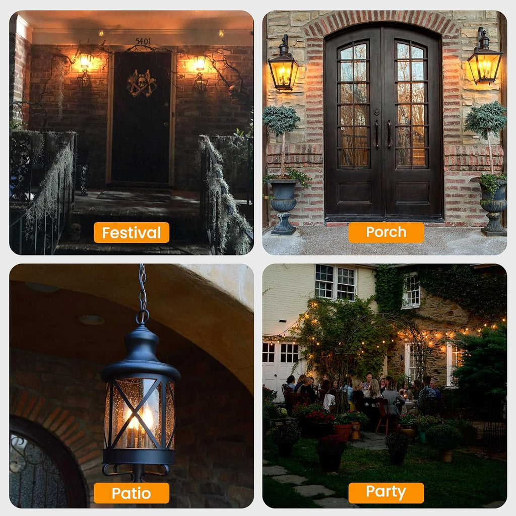 Hompavo Upgraded LED Flame Light Bulbs, 3 Modes Flickering Light Bulbs, E26 Chandelier Base Candle Fire Light Bulb for Halloween Christmas Party Porch Indoor & Outdoor Home Decoration - 6 Pack