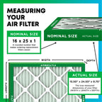 Filterbuy 16x25x1 Air Filter MERV 8 Dust Defense (4-Pack), Pleated HVAC AC Furnace Air Filters Replacement (Actual Size: 15.50 x 24.50 x 0.75 Inches)