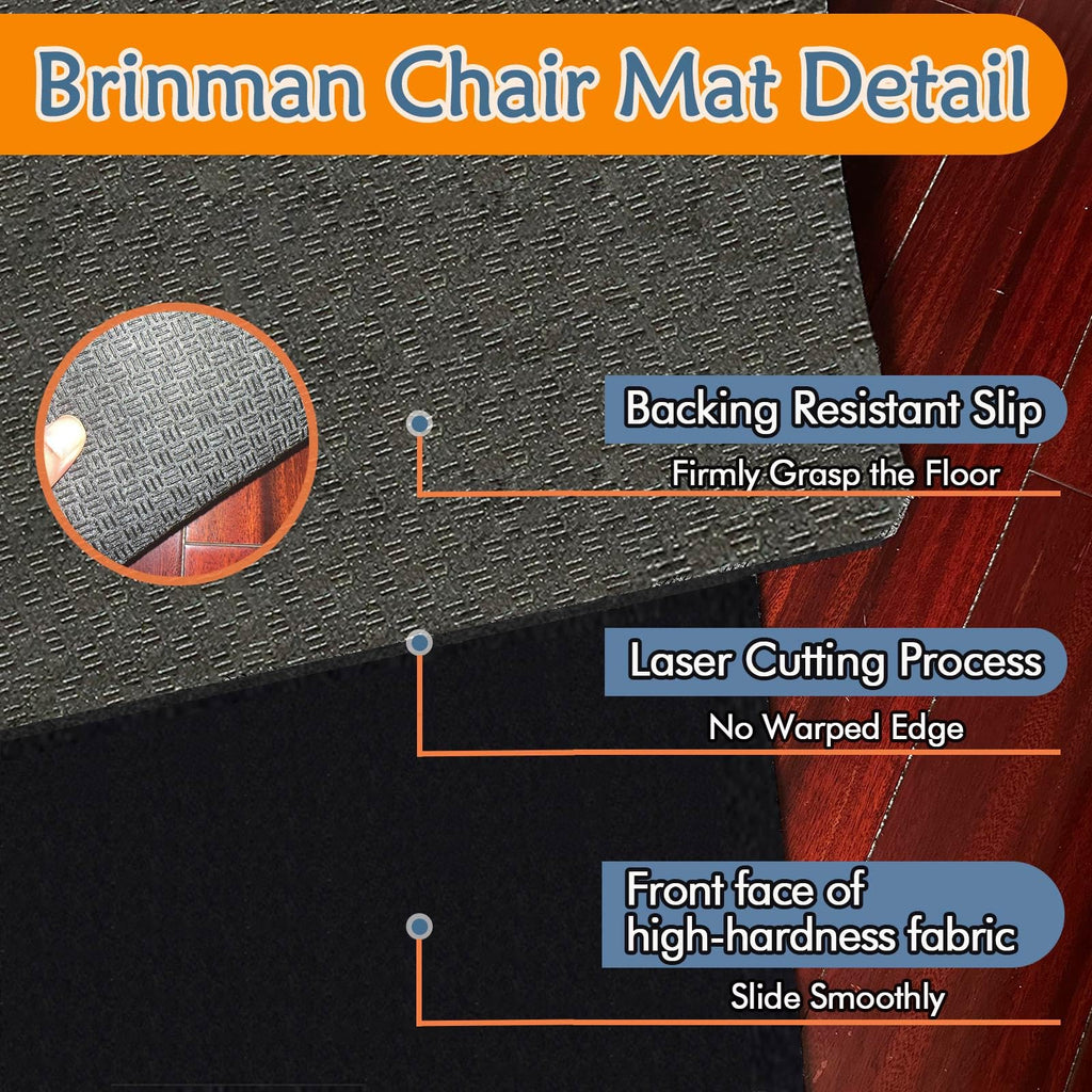 Upgraded Chair Mat for Hardwood & Tile Floor,36"x48" Desk Chair Mat,Anti-Slip Office Chair Mat, Computer Gaming Floor Mat for Rolling Chair, Under Desk Rug Floor Protector,Easy to Clean,Black