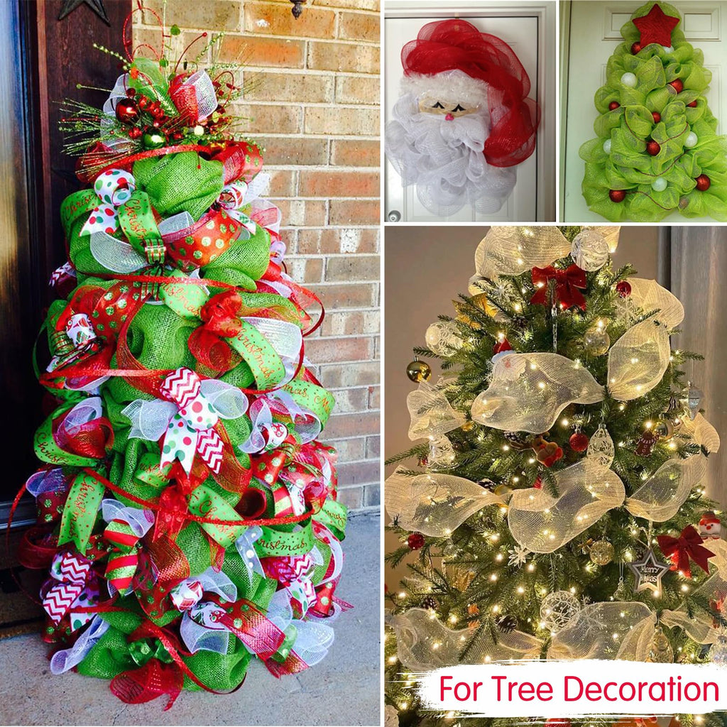 TONIFUL 2 Rolls 10 Inch Sage Green Decorative Mesh Ribbbon Rolls, Fabric Mesh with Foil for Mesh Wreath Supplies, Front Door Wreath Tree Decor Christmas NewYears Halloween Decoration (10 yds/roll)