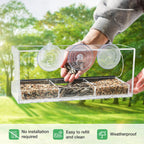 Jarkyfine Window Bird Feeder for Viewing - Window Bird Feeders with Strong Suction Cups - Outdoor Bird Feeder Window Viewing Box, Gifts for Cats Elderly, Detachable Tray, Easy to Clean