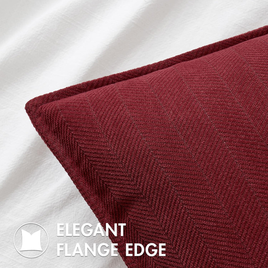 MIULEE Pack of 2 Christmas Burgundy Decorative Pillow Covers 20x20 Inch Soft Chenille Couch Throw Pillows Farmhouse Cushion Covers with Elegant Design for Sofa Bedroom Living Room Home Decor