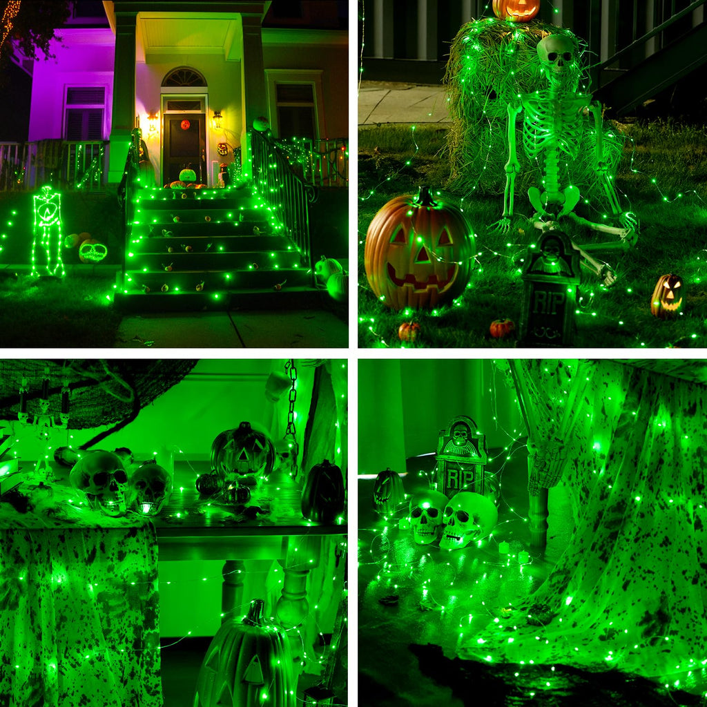 JMEXSUSS 2 Pack Green Fairy Lights Battery Operated, Total 400 LED 132ft Halloween String Lights with Remote, 8 Modes Green Christmas Lights for Bedroom St Patricks Day Halloween Decorations