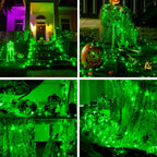 JMEXSUSS 2 Pack Green Fairy Lights Battery Operated, Total 200 LED 66ft Halloween String Lights with Remote, 8 Modes Green Christmas Lights for Bedroom St Patricks Day Halloween Decorations
