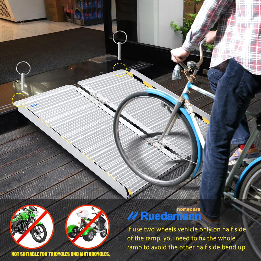 Ruedamann 35.8" L×28.1" W Threshold Ramp,3ft Wheelchair Ramps,Using Height 6",600lbs Capacity for Home,Steps,Stairs,Handicaps,Doorways,Aluminum Folding Ramps for Wheelchairs