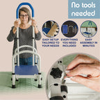 FlexiStep Medical Bed Step Stool with Handle for Adults - Heavy Duty Adjustable Bedroom Stepping Stool with Handrail - Wide, High Grip Base for Seniors - Elderly Mobility Accessories for High Beds