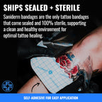 Saniderm Tattoo Aftercare Bandage (Personal Roll, 10.2 in x 2 yd) – Convenient, Faster Tattoo Healing and Protection – Sterile, Waterproof, and Latex-Free