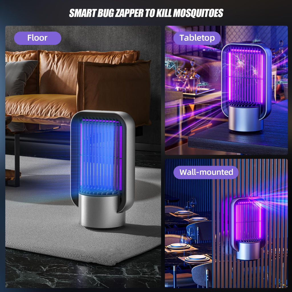 FASHFACE Bug Zapper Indoor Outdoor 3 in 1, Electric Mosquito Killer Lamp with Silent Fan, 2000V, 365nm UV Light, Dual Luring Modes, Smart Sensor Mosquito Trap for Home Villa Yard