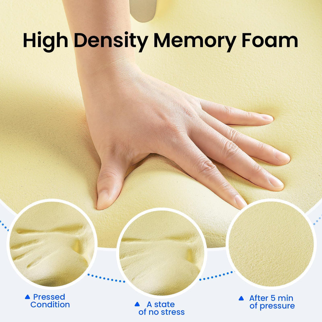 Benazcap Large Seat Cushion for Office Chair Memory Foam Coccyx Pain Relief Cushion Pillow for Back Support Non-Slip Seat Pad for Office Desk, Car Seat, Wheelchair, Sciatica-Black&Grey