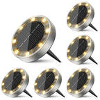 inkgear 6 Pack Solar Ground Lights Outdoor, 8 LED Mini Flat Solar Disc Lights, IP65 Waterproof Pathway Lights Solar Powered, Landscape Lighting for Garden Walkway Driveway Yard Lawn,Warm White