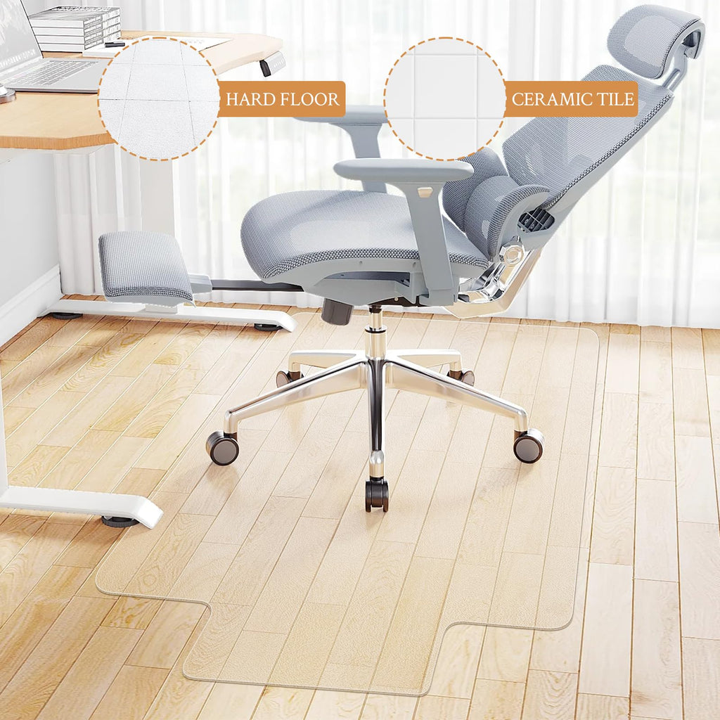 KMAT Office Chair Mat,Easy Glide Hard Wood Tile Floor Mats,Chair Mat for Home Office Rolling Chair,Heavy Duty Floor Protector -Anti-Slip-45 x53 with Lip