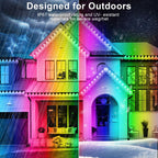 300FT Permanent Outdoor RGB Lights - IP67 Waterproof with Smart App Control Remote, DIY Scene Modes, Music Synchronization, Eaves Light for Garden Decor, Deck, Christmas, Party, Party, Halloween,Roof