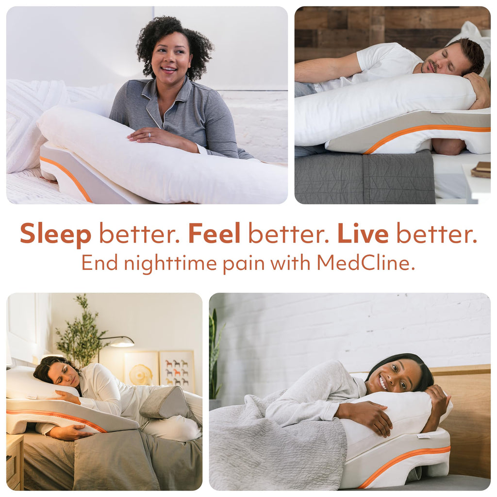 MedCline Reflux Relief System, Bed Wedge Pillow for Acid Reflux and GERD Relief, Therapeutic Body Pillow with Insert and Covers, Inclined Sleep Position with Arm Pocket, Large for 6'0" or Taller