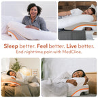 MedCline Reflux Relief System, Bed Wedge Pillow for Acid Reflux and GERD Relief, Therapeutic Body Pillow with Insert and Covers, Inclined Sleep Position with Arm Pocket, Large for 6'0" or Taller