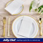 JOLLY CHEF 600 Pack Disposable Paper Napkins, Soft Bathroom Napkins for Guests, 2-Ply White Paper Hand Towels for Halloween, Wedding, Thanksgiving