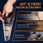 THISWORX Car Vacuum Cleaner - Portable, High Power, Handheld Vacuums w/ 3 Attachments, 16 Ft Cord & Bag - 12v, Auto Accessories Kit for Interior Detailing - Black
