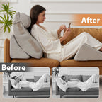4PCS Wedge Pillow Set for After Surgery, Orthopedic Bed Wedge Pillow for Back Pain Relief, Sitting up in Bed,Recovery, Acid Reflux, Snoring, Body Pillow for Sleeping,Leg,Shoulder Support, Grey