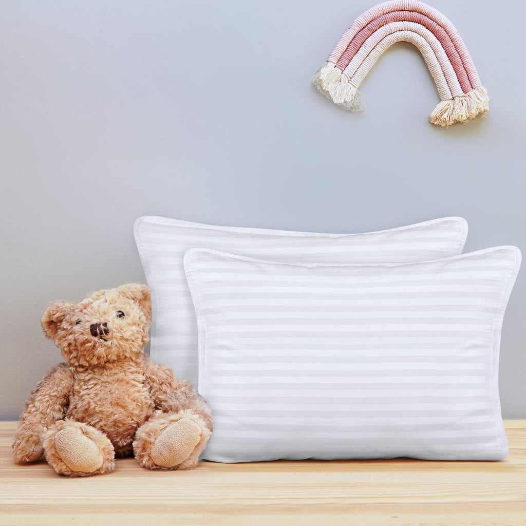Utopia Bedding Toddler Pillow (White, 2 Pack), 13x18 Pillows for Sleeping, Soft and Breathable Cotton Blend Shell, Small Kids Pillow Perfect for Toddler Bed and Travel (Intended for Age 2 and up)