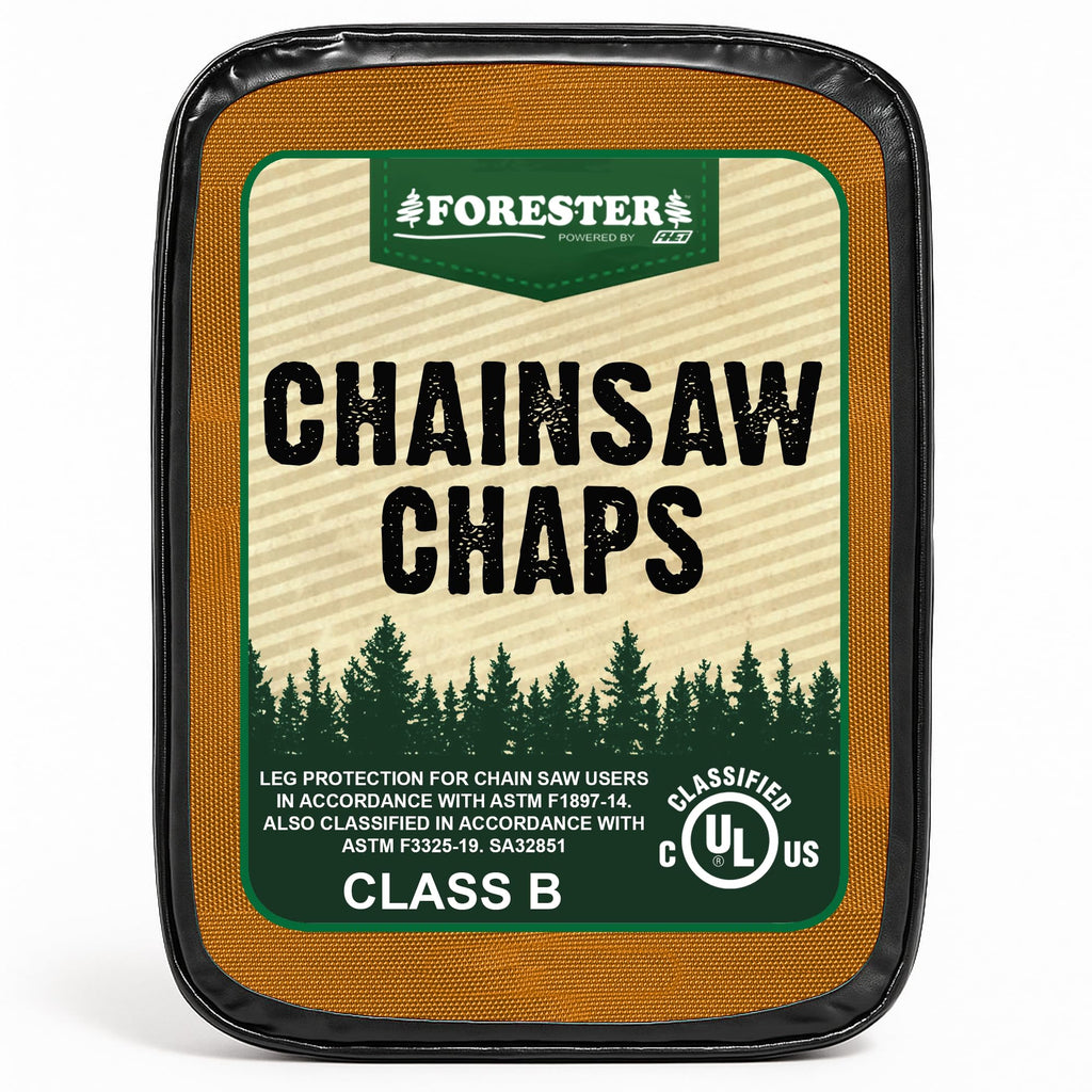 FORESTER Chainsaw Chaps for Men & Women | Apron Style Men's Chain Saw Chaps with Pocket & Adjustable Waist | Chainsaw Safety Equipment | Orange 35"