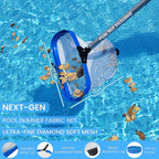 Poolvio 17.5" Pool Net – Heavy Duty Leaf Net with Aluminum Frame with Diamond-Pattern Ultra-Fine Soft Mesh Bag – Pool Cleaning Net for Leaves, Sand, Pollen & Small Debris (No Pole)