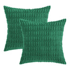 MIULEE Pack of 2 Green Corduroy Decorative Throw Pillow Covers 18x18 Inch Soft Boho Striped Pillow Covers Modern Farmhouse Christmas Home Decor for Sofa Living Room Couch Bed