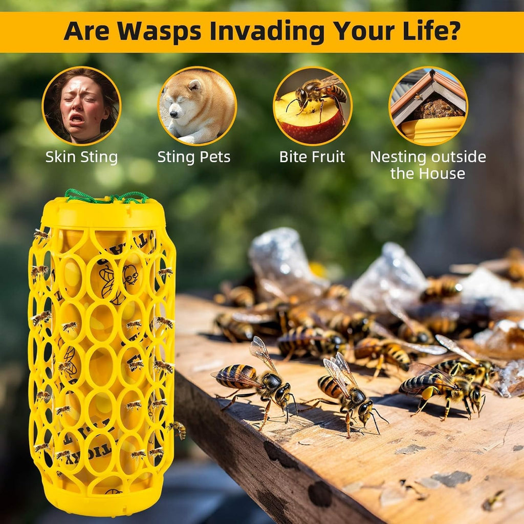 2 PCS Wasp Traps Outdoor Hanging Wasp Repellent Indoor/Outdoor Bee Traps Catcher, Effective Insect Trap,Yellow Jacket Trap Bee Killer, Flying Catcher, Gnat, Mosquito,Bee, Wasp Flying Insect Killer