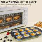 Silicone Muffin Pans for Baking with Metal Frame, Egg Bite Molds, Cupcake Pans 12 Regular Size, Muffin Tins Easy to Pop Nonstick Non Toxic Bakeware for Oven,Blue