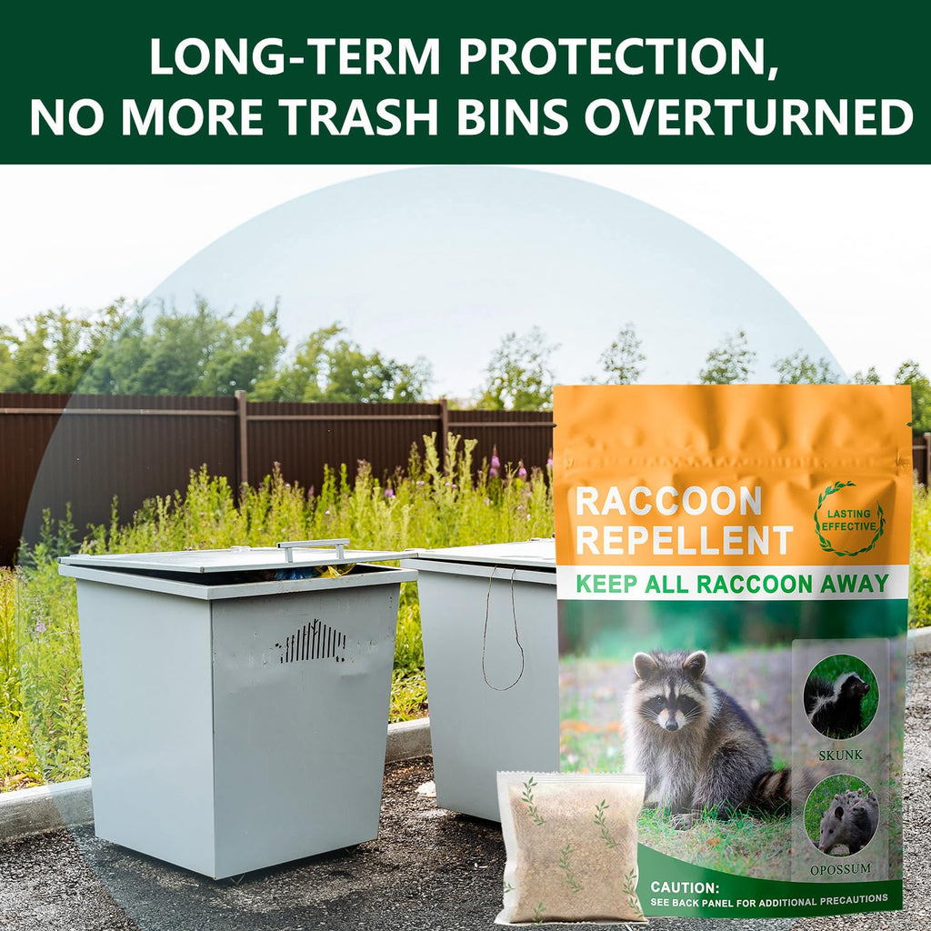 Natural Raccoon Repellent Granules – 8-Pack (25g per Bag) | Eco-Friendly, Non-Toxic & Long-Lasting Protection with Garlic, Peppermint & Wintergreen Oils | Safe for Pets and Children