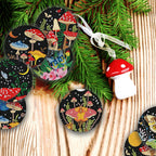 8 Pcs Mushroom Diamond Art Painting Coasters Kits with Holder DIY Mushroom Diamond Art Coaster Non Slip Coaster for Adults Diamond Kits Supplies for Christmas