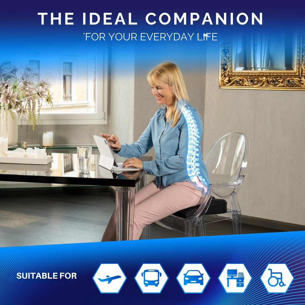 Healthfix® Wedge Seat Cushion for Improved Sitting Posture - Comfortable Ergonomic Wedge Cushion for Chair, Car & More | Orthopedic Seat Cushion with Optimal Memory Foam Firmness
