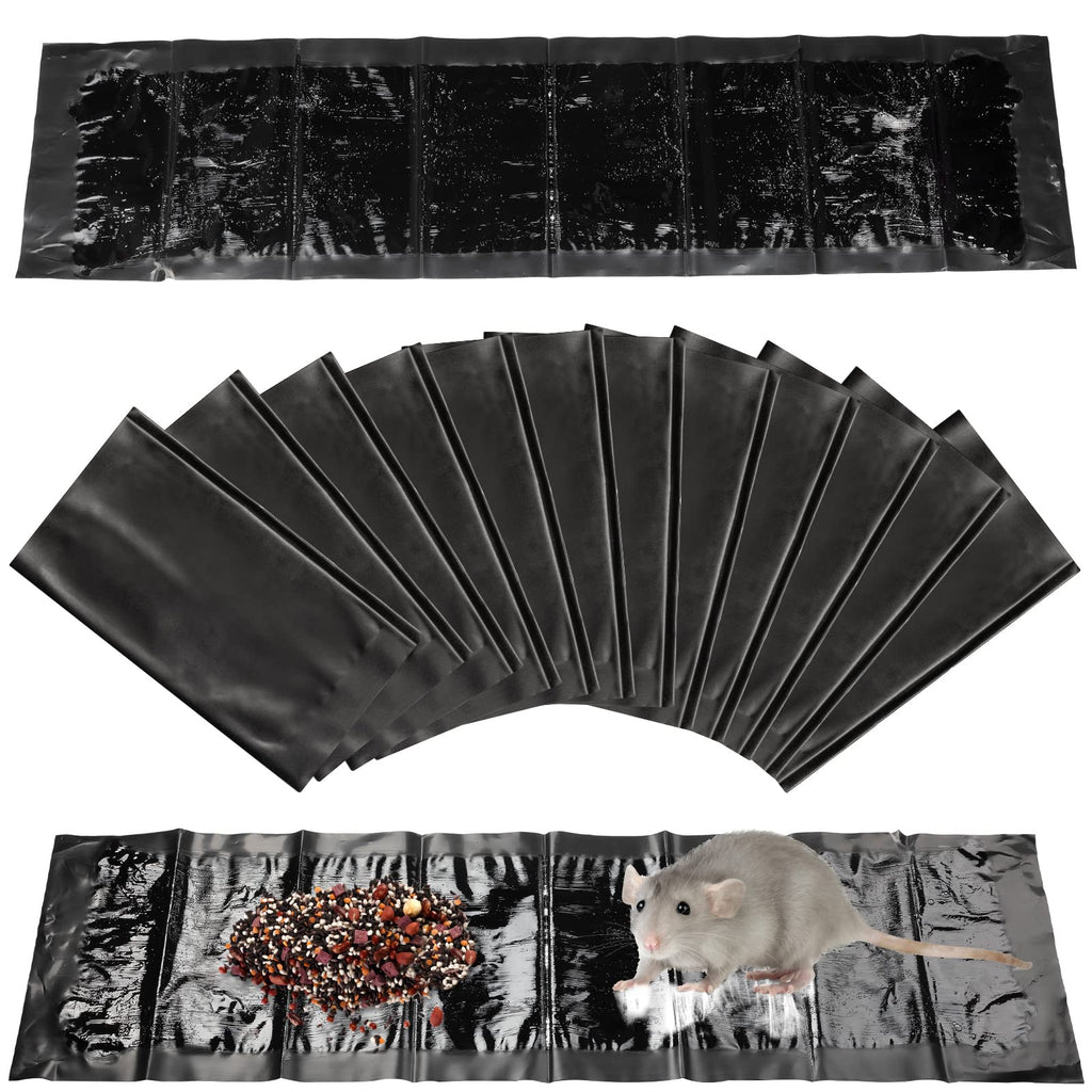 Sticky Mouse Trap Sticky Rat Traps Glue Traps Roach Traps Indoor 24 Inch Pest Control Traps for Trapping Snakes Rats Spiders Roaches in Restaurant Kitchen Hotel Office House Supplies (Black, 12 Pack)