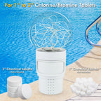 DeeprBlu Pool Chlorine Floater with Solar Ball Light, Floating Chlorine Dispenser for 3'' Chlorine Tablets, Chlorine Tablet Floater Chemical Dispenser Easy Opening, Bromine Tablet Holder for Pool, Spa