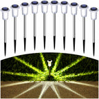Gorrzai Solar Lights Outdoor 10 Pack Solar Pathway Lights Outdoor LED Waterproof Stainless Steel Driveway Lighting for Outdise, Yard, Walkway, Sidewalk, Garden, Lawn (Warm White)